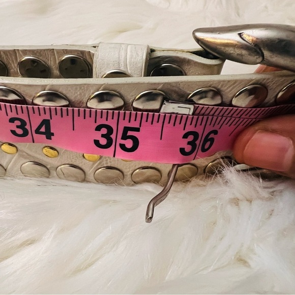 Nannini Cream and Silver Studded Belt - Picture 5 of 7